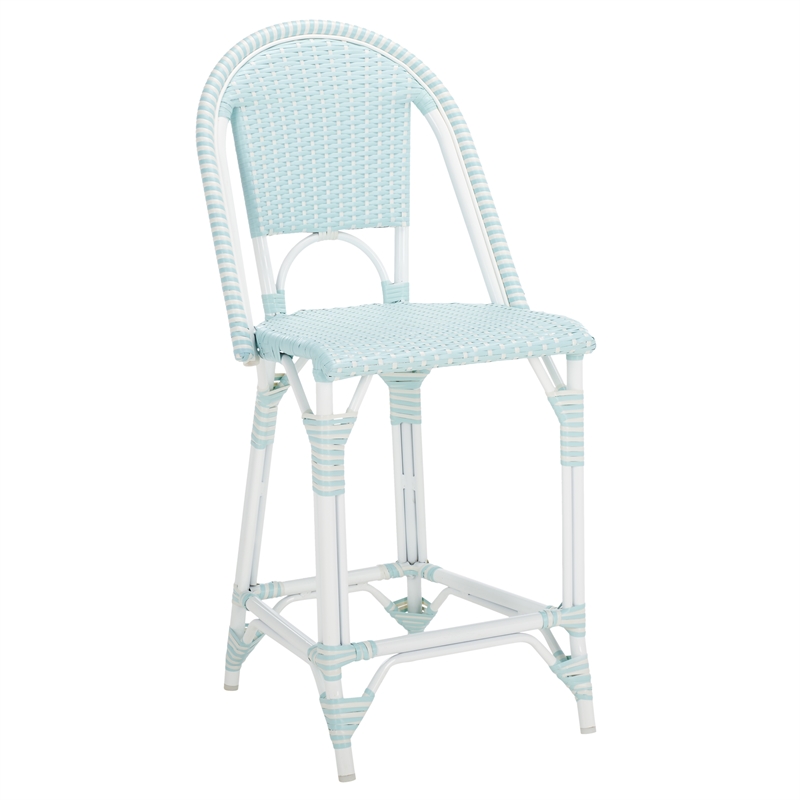 Safavieh California Metal Counter Stool in Baby Blue / White