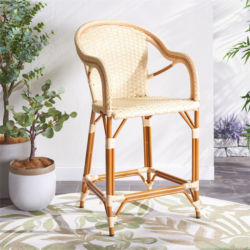 Safavieh California Metal Counter Stool w/ Arm in Natural
