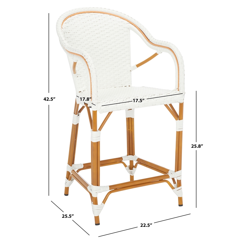 Safavieh California Metal Counter Stool w/ Arm  in White