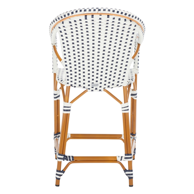 Safavieh California Metal Counter Stool w/ Arm in White / Navy