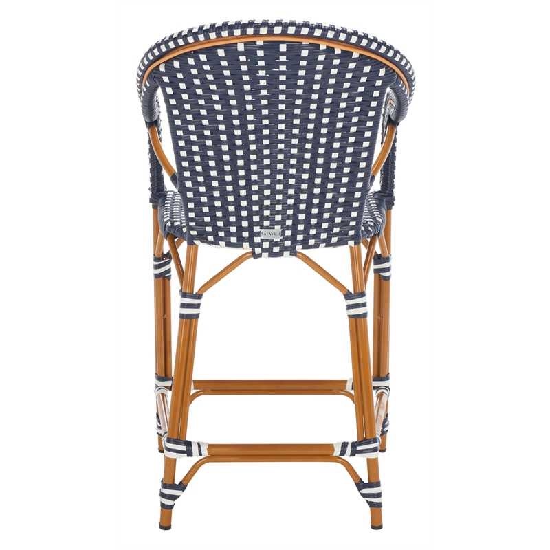 Safavieh California Metal Counter Stool w/ Arm in Navy / White
