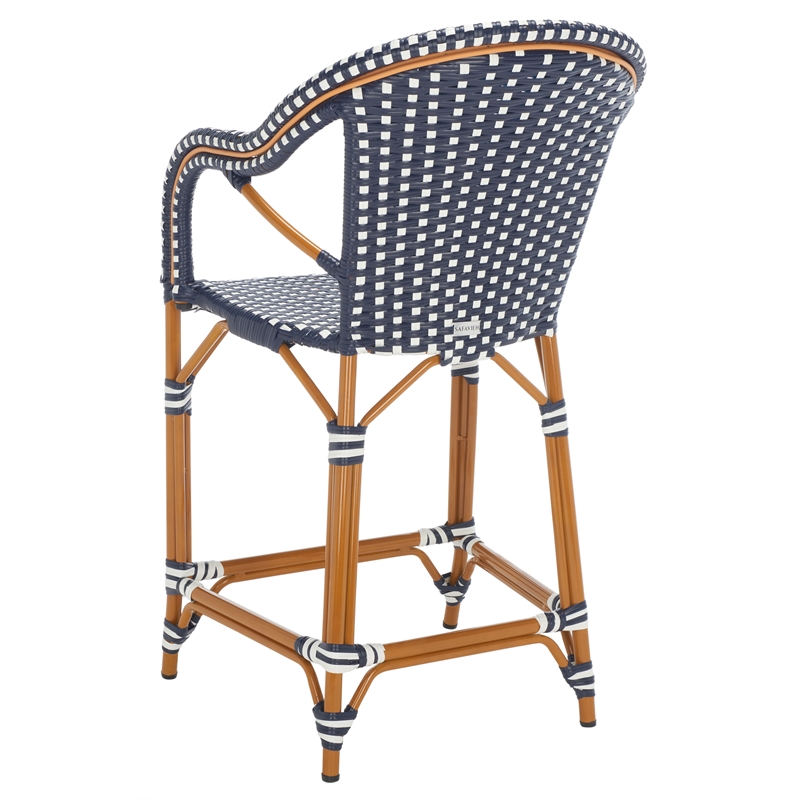 Safavieh California Metal Counter Stool w/ Arm in Navy / White