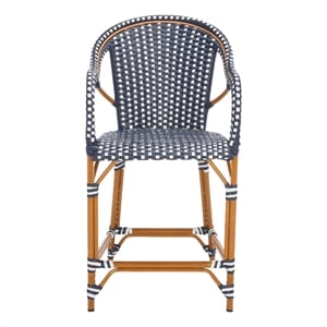 Safavieh California Metal Counter Stool w/ Arm in Navy / White