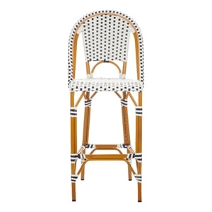 Safavieh California Metal Bar Stool in White / Navy