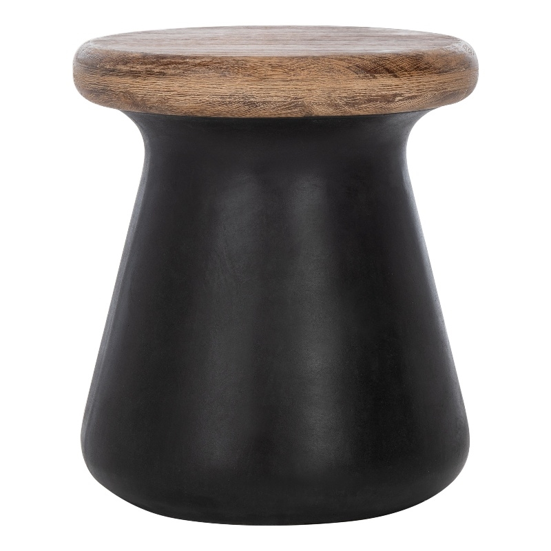Safavieh Button In/Outdoor Concrete Accent Stool in Black