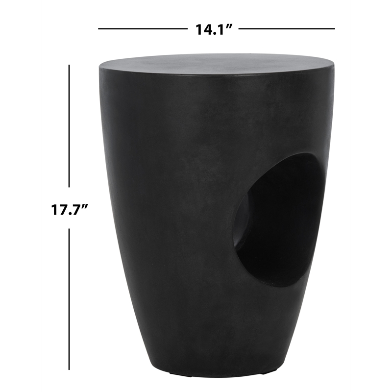 Safavieh Aishi In/Outdoor Concrete Accent Stool in Black