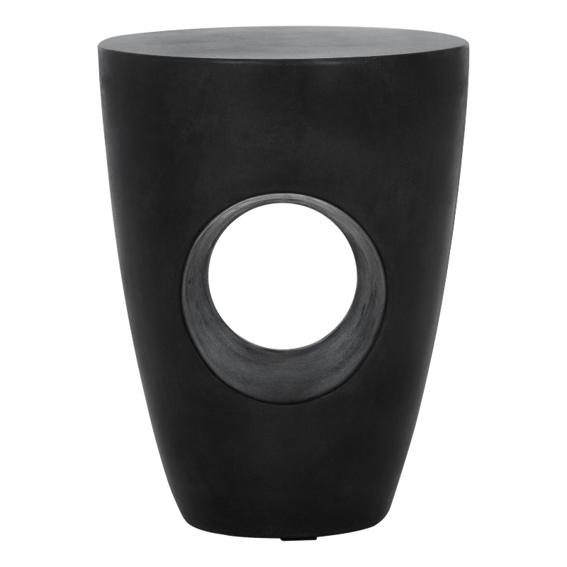 Safavieh Aishi In/Outdoor Concrete Accent Stool in Black