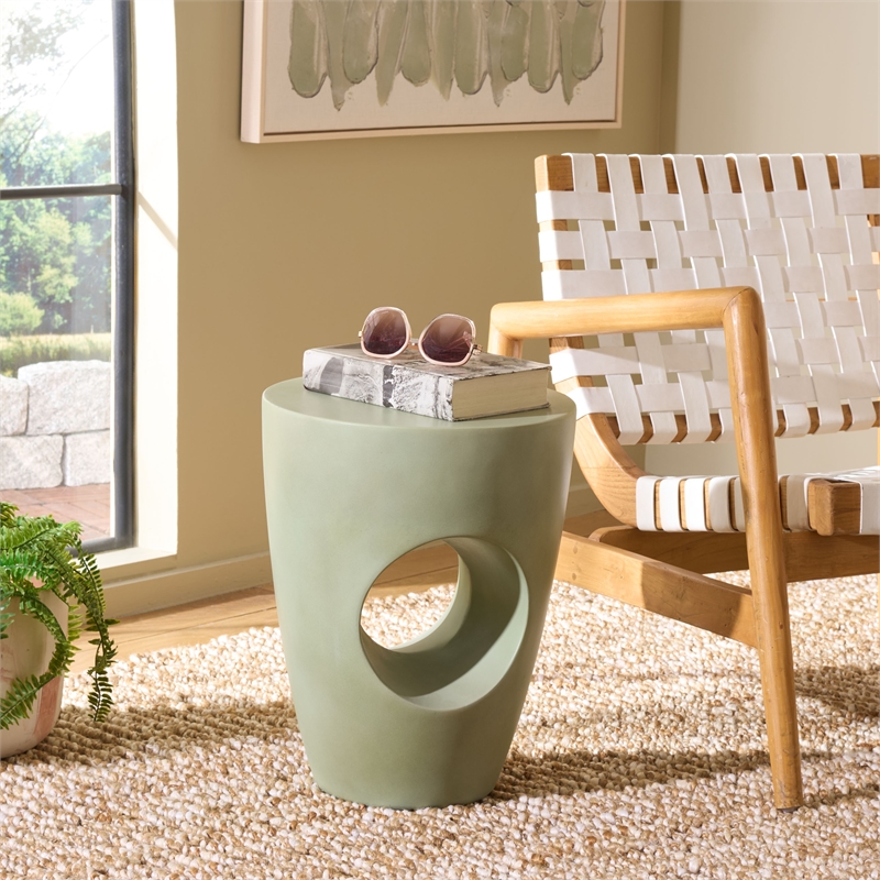 Safavieh Aishi In/Outdoor Concrete Accent Stool in Sage