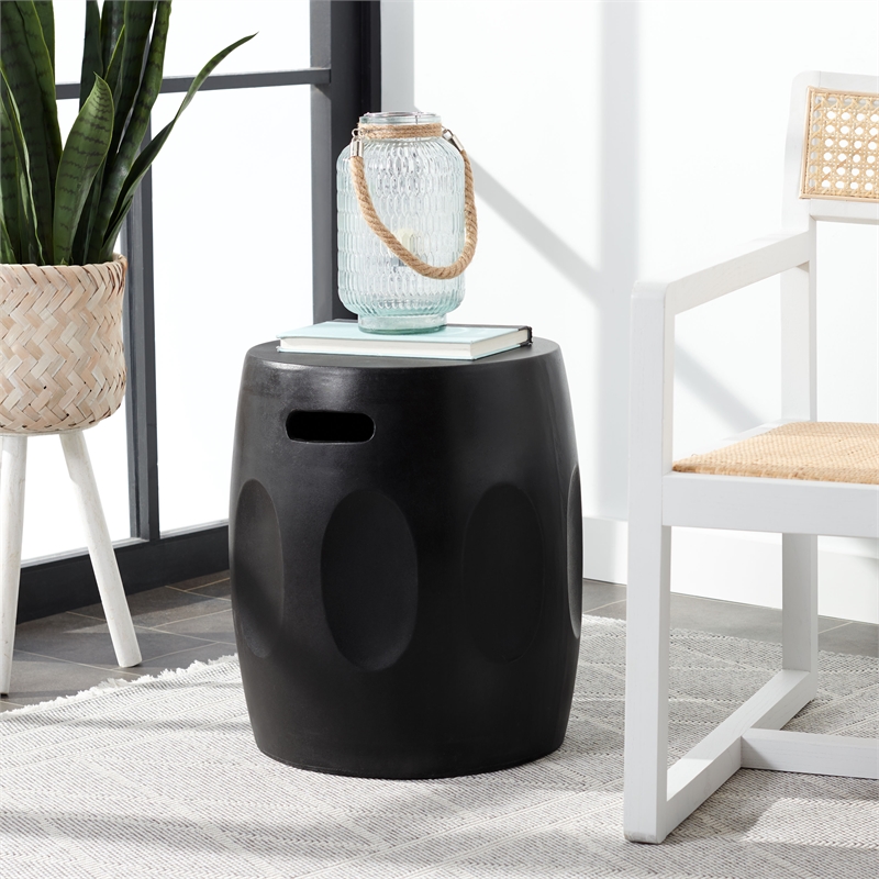 Safavieh Zuri In/Outdoor Concrete Accent Stool in Black