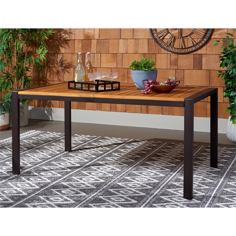 Safavieh Guthrie Steel and Wood Dining Table in Natural