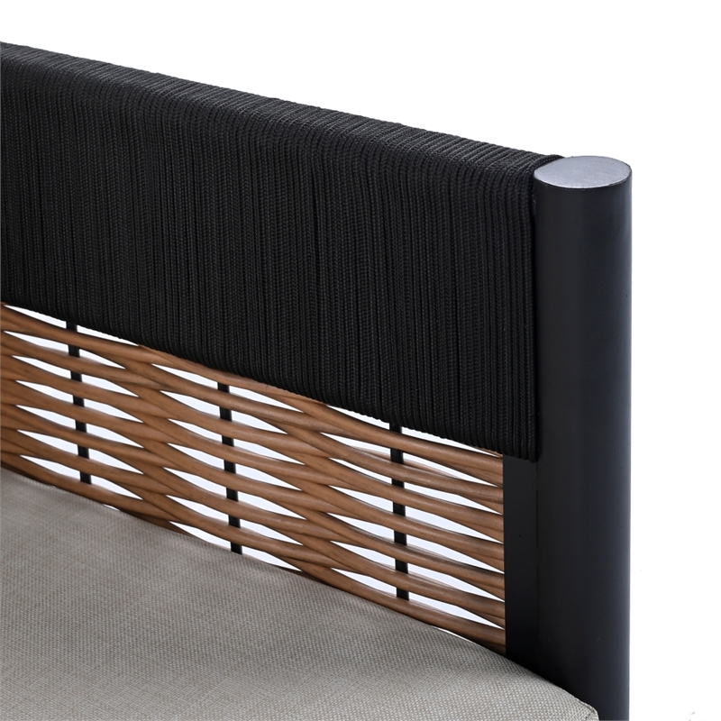 Safavieh Harrison Steel Bench and Table  in Black / Taupe