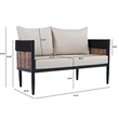 Safavieh Harrison Steel Bench and Table  in Black / Taupe