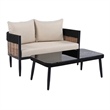 Safavieh Harrison Steel Bench and Table  in Black / Taupe