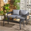 Safavieh Harrison Steel Bench and Table  in Black / Gray