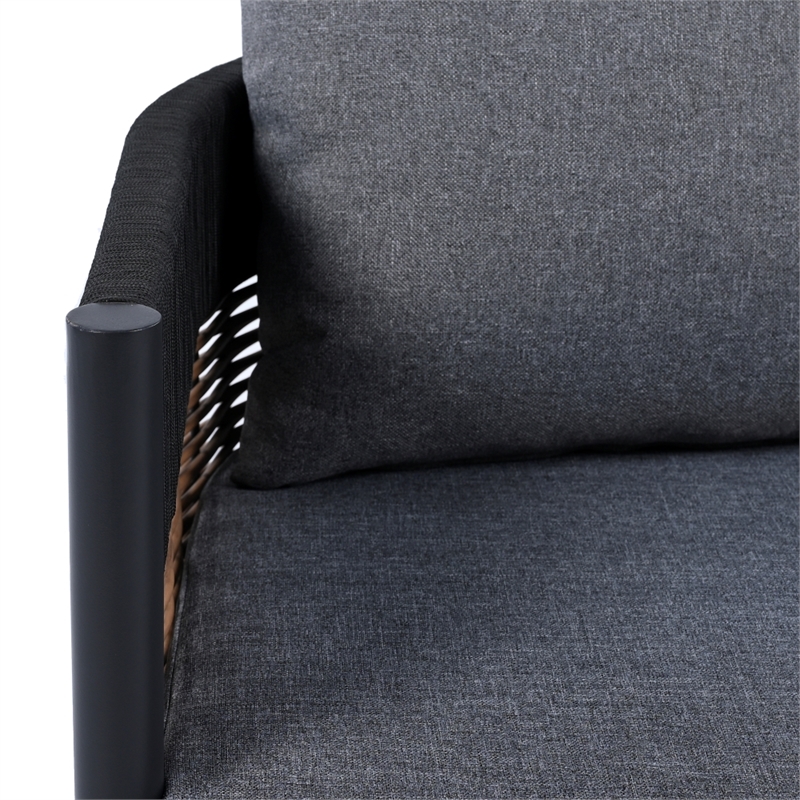 Safavieh Harrison Steel Bench and Table  in Black / Gray