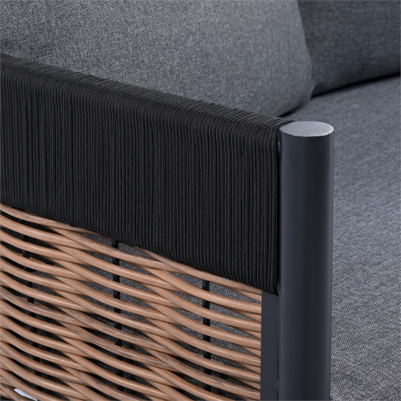 Safavieh Harrison Steel Bench and Table  in Black / Gray