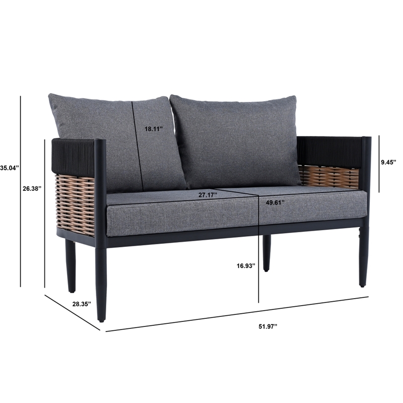 Safavieh Harrison Steel Bench and Table  in Black / Gray
