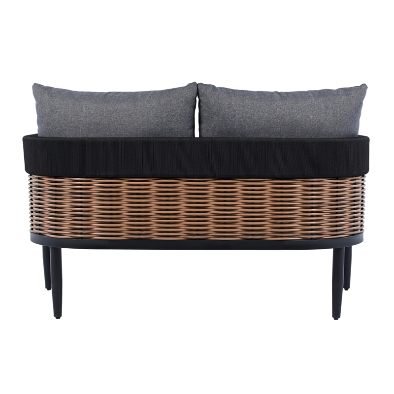 Safavieh Harrison Steel Bench and Table  in Black / Gray