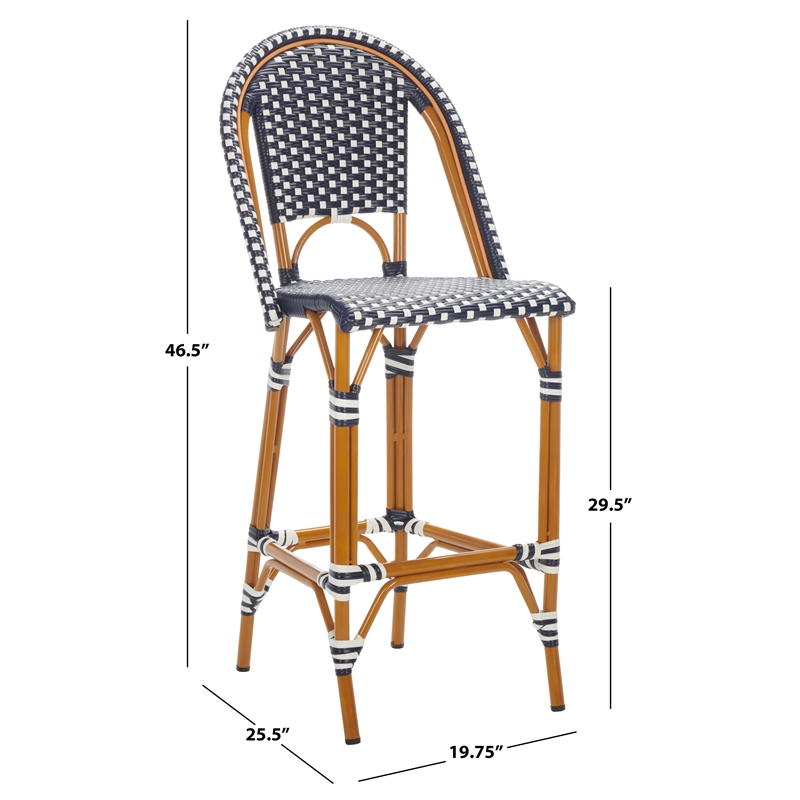 Safavieh California Metal Bar Stool in Navy / White