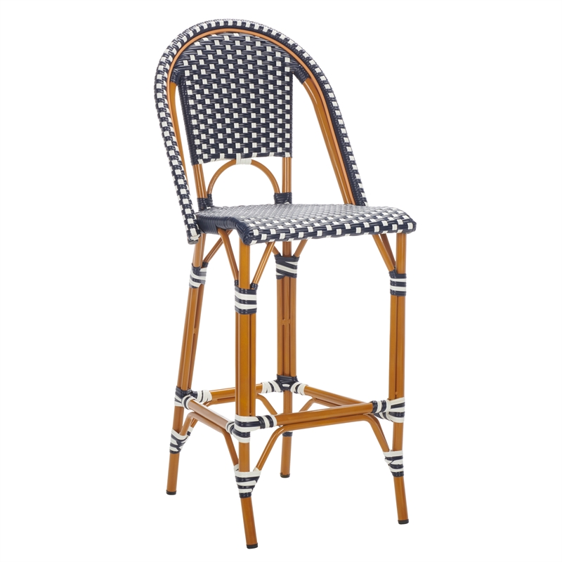 Safavieh California Metal Bar Stool in Navy / White