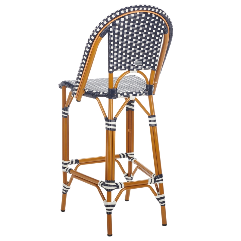 Safavieh California Metal Bar Stool in Navy / White