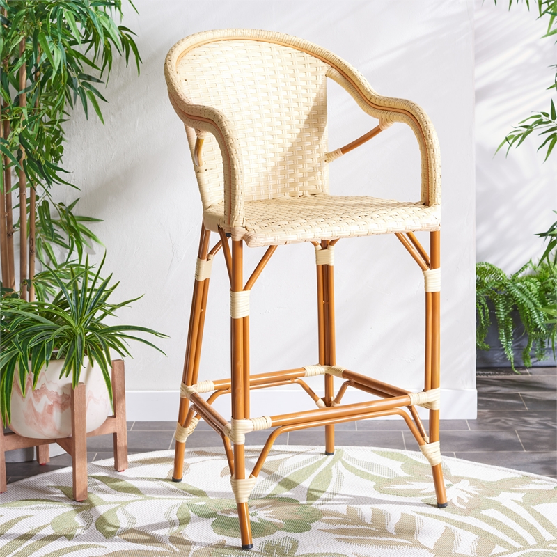 Safavieh California Metal Bar Stool w/ Arms in Natural