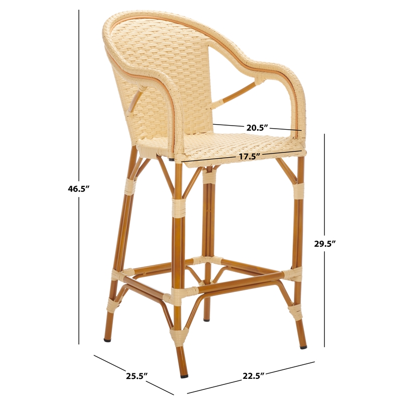Safavieh California Metal Bar Stool w/ Arms in Natural