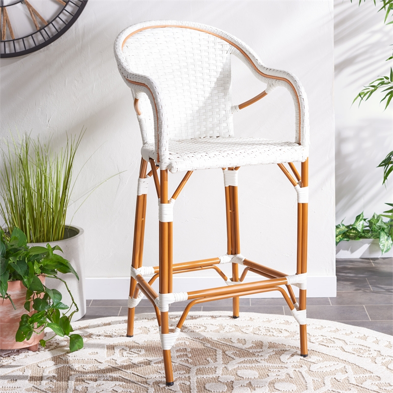 Safavieh California Metal Bar Stool w/ Arms in White