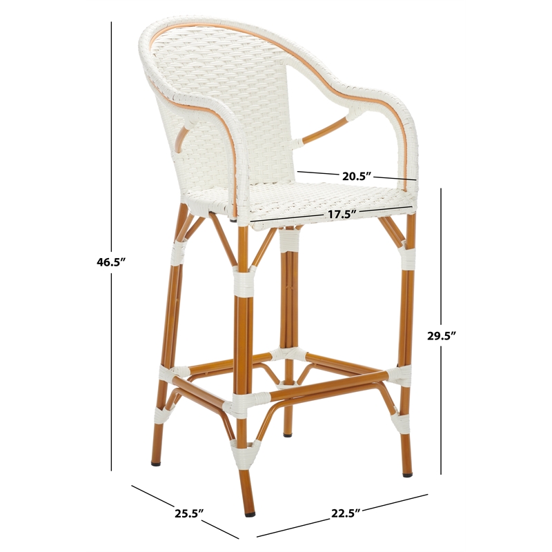 Safavieh California Metal Bar Stool w/ Arms in White