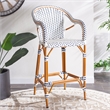 Safavieh California Metal Bar Stool w/ Arms in White / Navy