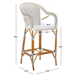 Safavieh California Metal Bar Stool w/ Arms in White / Navy
