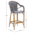 Safavieh California Metal Bar Stool w/ Arms in Navy / White