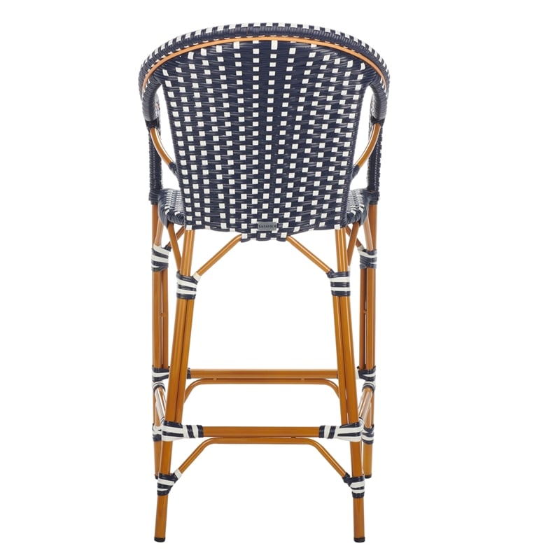 Safavieh California Metal Bar Stool w/ Arms in Navy / White
