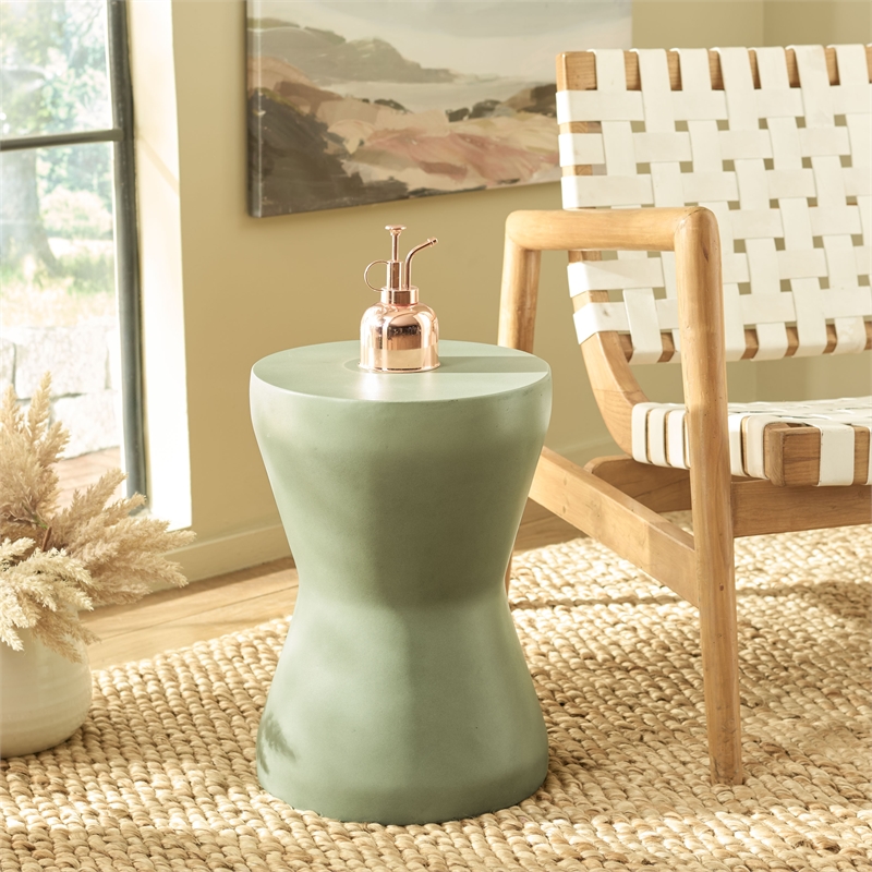 Safavieh Torre In/Outdoor Concrete Accent Stool in Sage