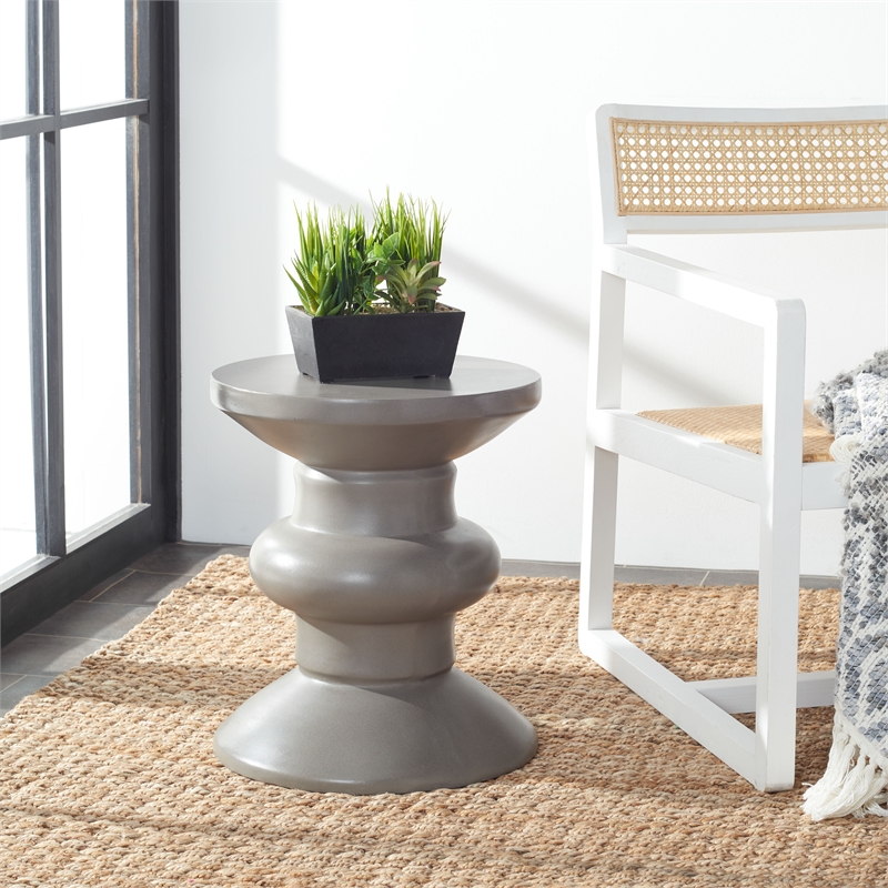 Safavieh Jiraiya Concrete Accent Stool  in Dark Gray