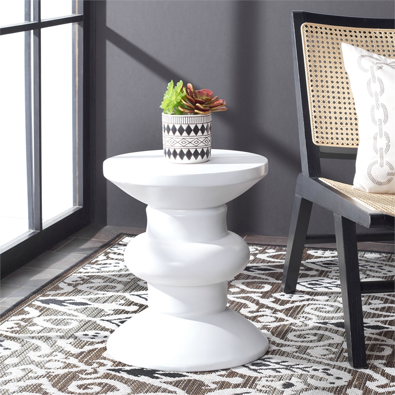 Safavieh Jiraiya Concrete Accent Stool  in Ivory
