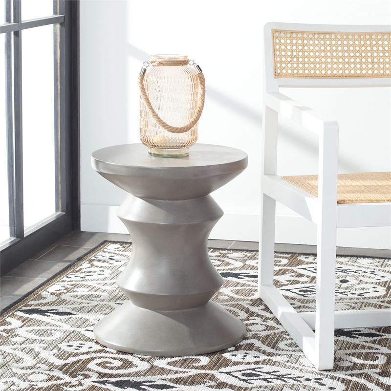 Safavieh Katara Concrete Accent Stool in Dark Gray