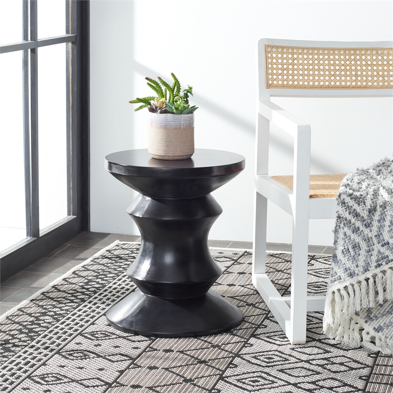 Safavieh Katara Concrete Accent Stool  in Black