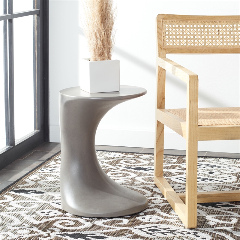 Safavieh Kavita Concrete Accent Stool  in Dark Gray