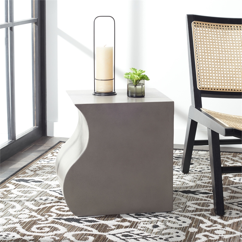 Safavieh Mazza Concrete Accent Stool  in Dark Gray