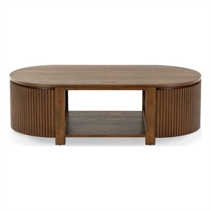 Safavieh Shelbie Reeded Oval Wood Coffee Table in Oak
