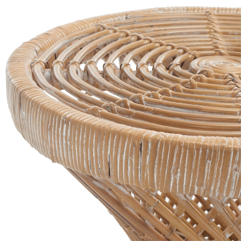 Safavieh Grimson Small Bowed Rattan Coffee Table in Gray / White