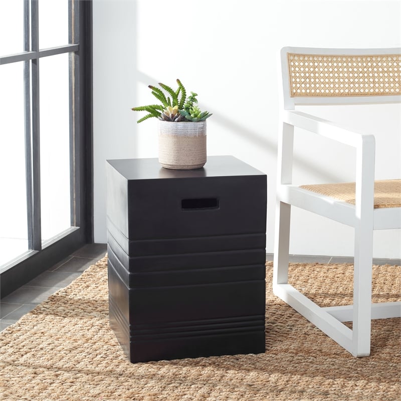Safavieh Deidara Concrete Accent Stool  in Black