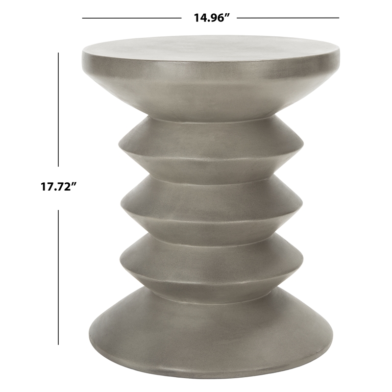 Safavieh Benaya Concrete Accent Stool  in Dark Gray