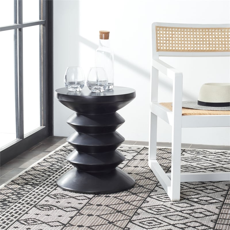 Safavieh Benaya Concrete Accent Stool  in Black