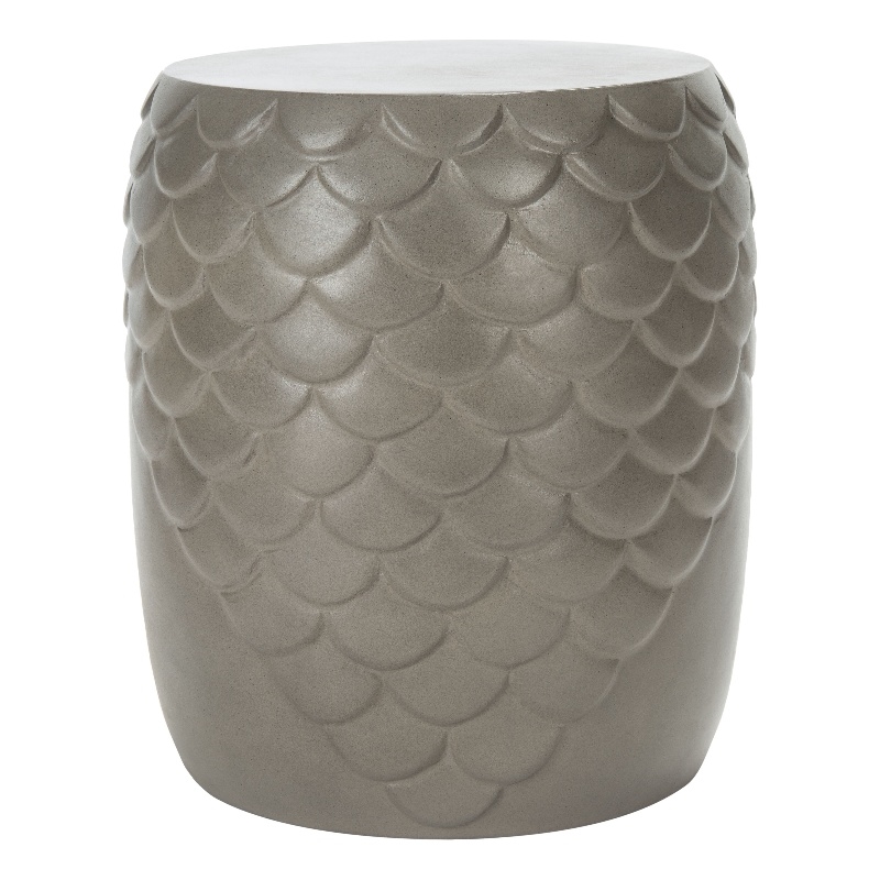 Safavieh Julyvia Concrete Accent Stool in Dark Gray