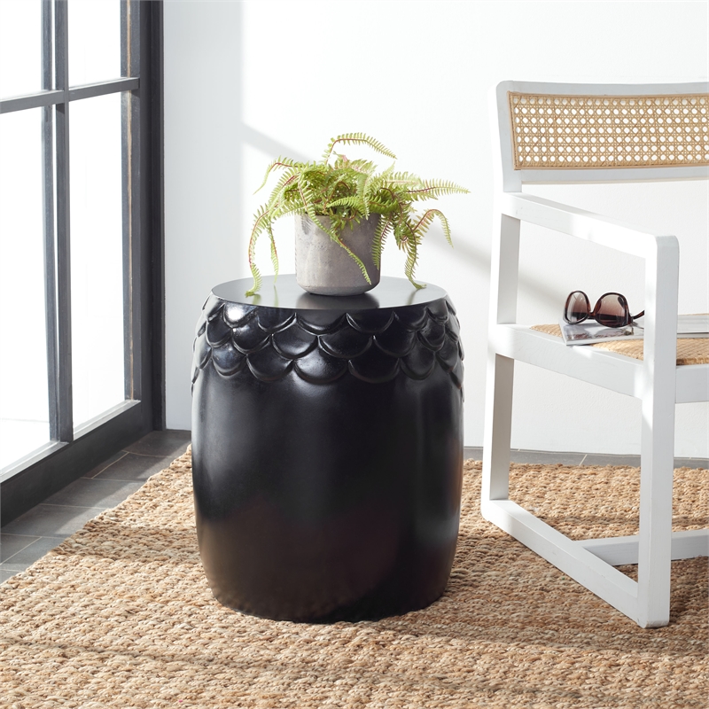 Safavieh Julyvia Concrete Accent Stool in Black