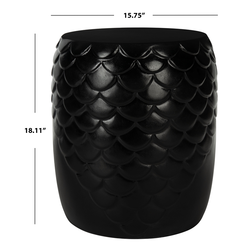 Safavieh Julyvia Concrete Accent Stool in Black