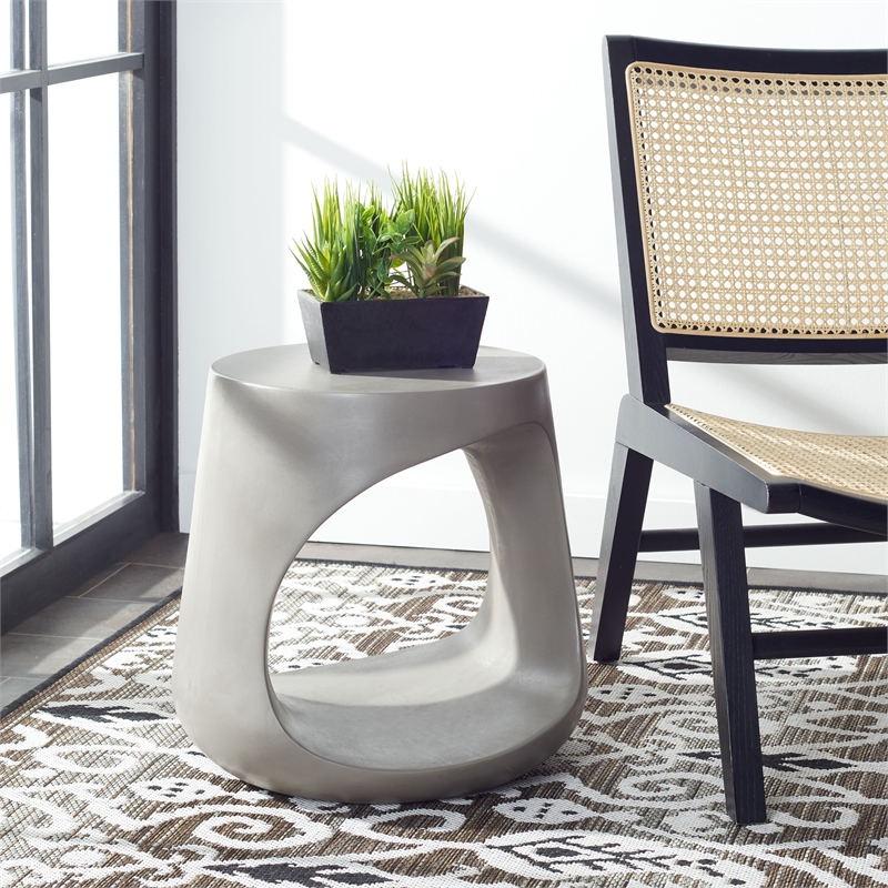Safavieh Vikki Concrete Accent Stool  in Dark Gray