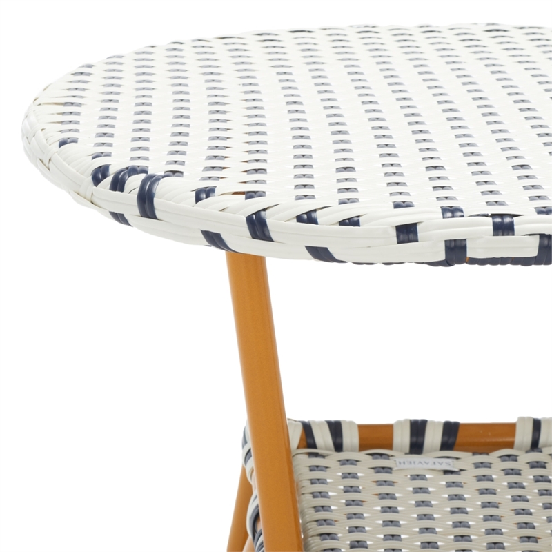 Safavieh California Metal Bistro Table in White / Navy